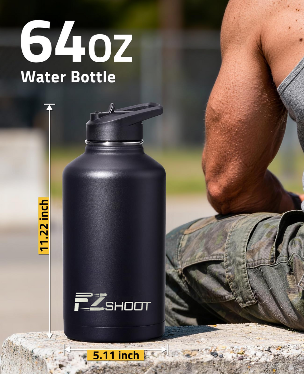 EZSHOOT Half Gallon Water Bottle with Straw Stainless Steel – EZshoot