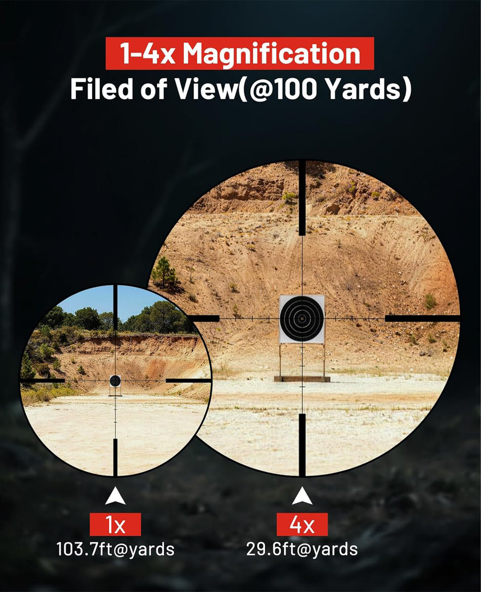 EZshoot 1-4x24 LPVO Rifle Scope, Second Focal Plane with Dual Illumina