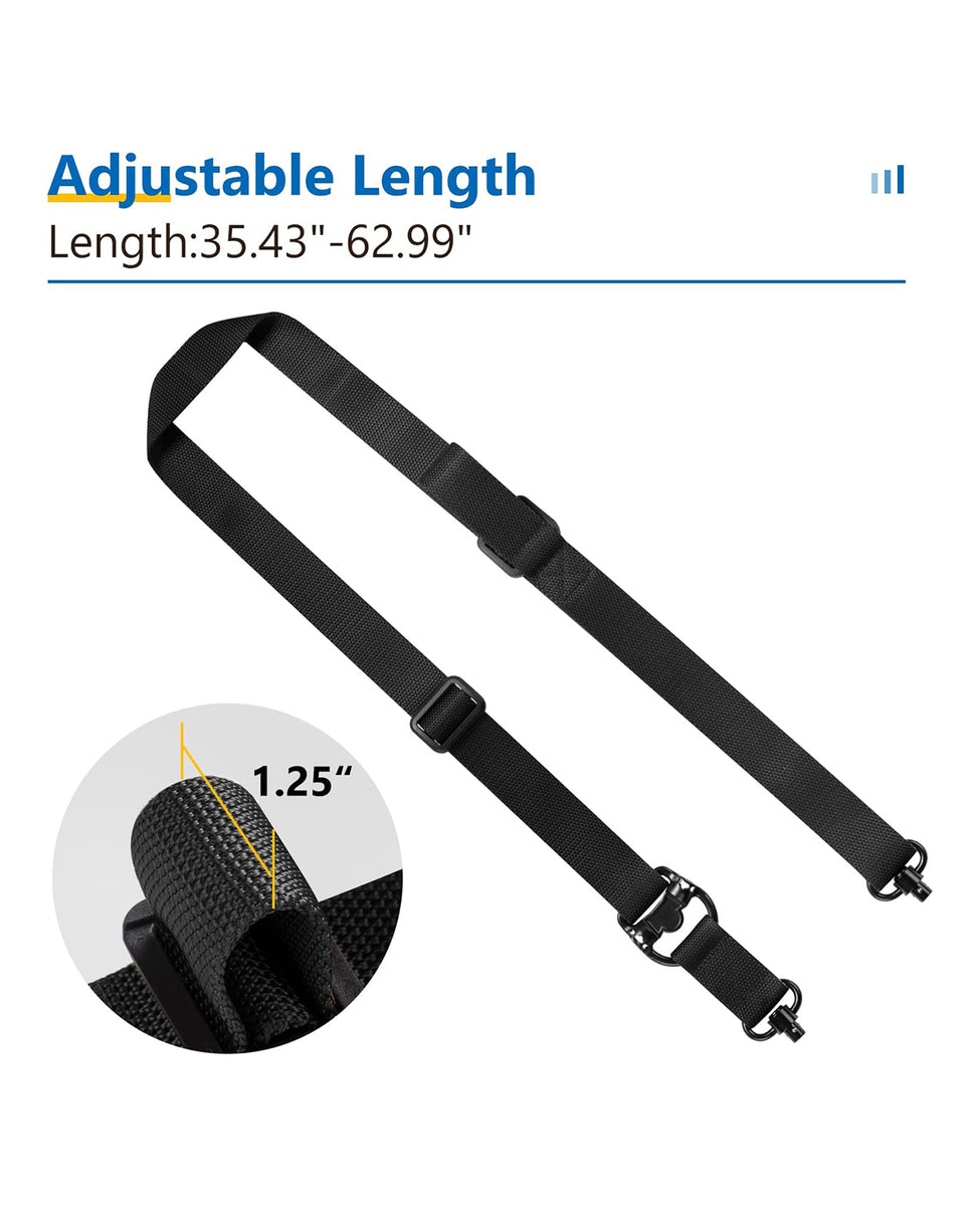 EZshoot Rifle Sling 1.25" Wide 2 Point Sling with 2 Pack Sling Swivels