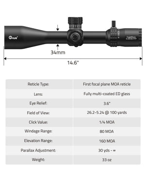 EZshoot 5-25x56 Adjustment FFP Rifle Scope ED Glass