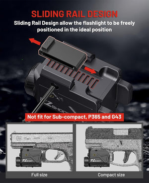EZshoot 800 Lumens Laser Light Combo for Pistol Gun Light with Slidable Rail
