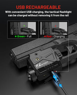 EZshoot 800 Lumens Laser Light Combo for Pistol Gun Light with Slidable Rail