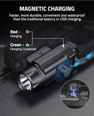 magnetic charging-EZSHOOT 1500 Lumens Pistol Flashlight Magnetic Rechargeable