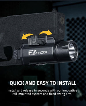 QUICK AND EASY TO INSTALL-EZSHOOT 1500 Lumens Pistol Flashlight Magnetic Rechargeable