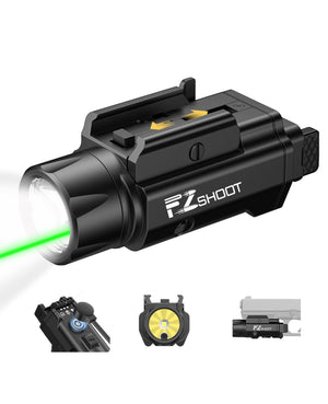 EZSHOOT 1500 Lumens Pistol Flashlight Magnetic Rechargeable-Light with Green Beam
