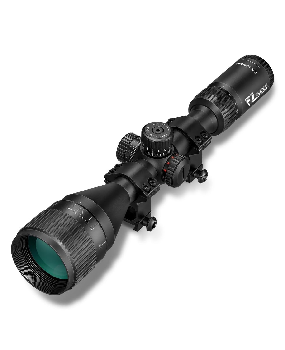 2.5 10x50 AO Rifle Scope Red Green Mil dot Reticle