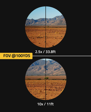 EZSHOOT 2.5-10x50 AO Rifle Scope with different magnifications 