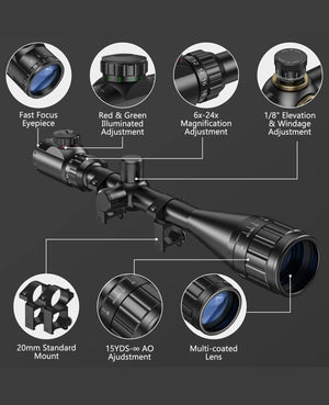 EZSHOOT 6-24x24x hunting rifle scope diagram