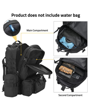 EZSHOOT 60L Outdoor Backpack, Molle Bag with labeled compartments 