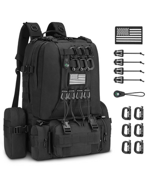 EZSHOOT 60L Outdoor Backpack, Molle Bag for Hiking,black