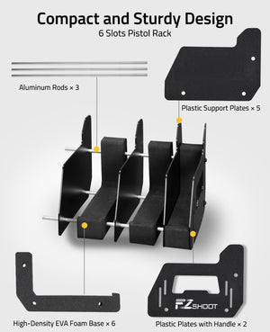 Pistol rack-EZSHOOT 6-Slot Foam Pistol Rack for Gun Safe/Cabinet