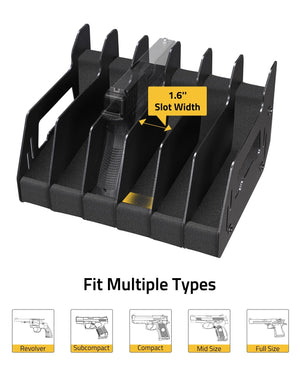 Fit Multiple Types-EZSHOOT 6-Slot Foam Pistol Rack for Gun Safe/Cabinet