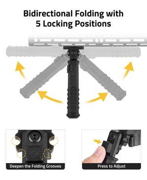 EZshoot M-Rail Rifle Bipod with deepen thefolding grooves press to adjust