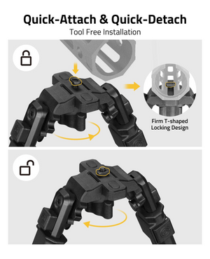 EZshoot M-Rail Rifle Bipod with quick-attach & quick-detach tool free installation
