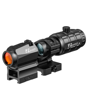 EZSHOOT Red/Green Dot Sight & 3X Magnifier Combo, Co-Witness -Red Dot