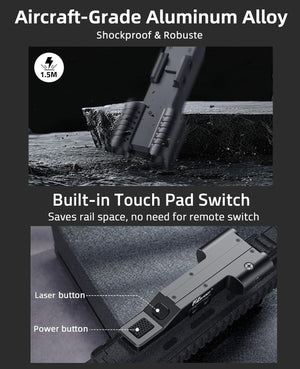 EZshoot Shockproof Laser Flashlight Combo Made of Aircraft-Grade Aluminum Alloy - Best Light with Built-in Touch Pad Switch