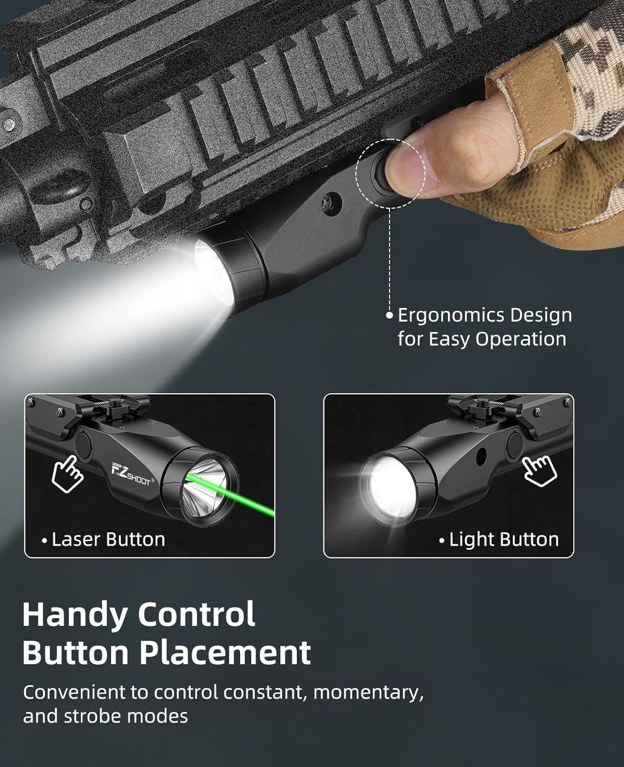 EZshoot Best Light with Ergonomics Design for Easy Operation - Handy Control Button Placement for Hunting