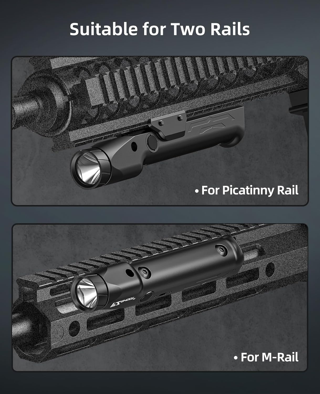 EZshoot Best Tactical Flashlight is Suitable for Two Rails - For Picatinny Rail and M-Rail