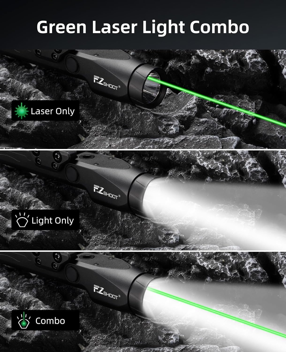 EZshoot Green Laser Light Combo with Three Modes - Laser Only, Light Only and Combo