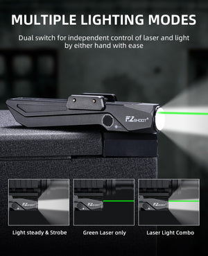 EZshoot 1700 Lumens Tactical Flashlight Green Laser Combo with Strobe Mode