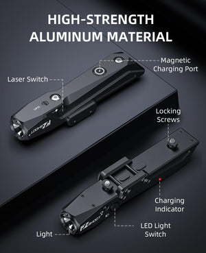 EZshoot 1700 Lumens Tactical Flashlight Green Laser Combo with Strobe Mode