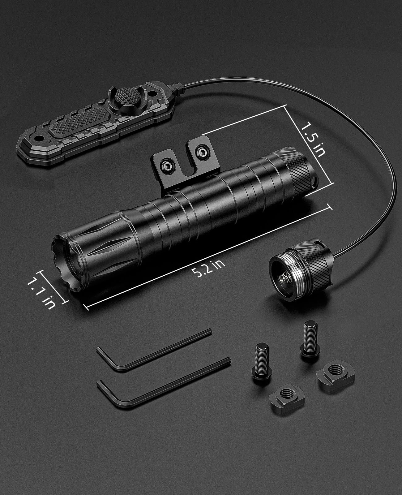 EZshoot 1800 Lumens Tactical Rifle Flashlight with Pressure Switch