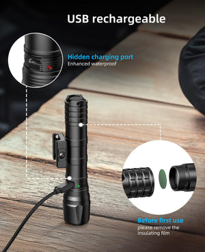 EZshoot Best Tactical Flashlight with USB Recharging for AR Rifles