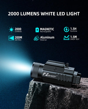 EZshoot 2000 Lumen Laser Light Combo Tactical Flashlight for Pistol