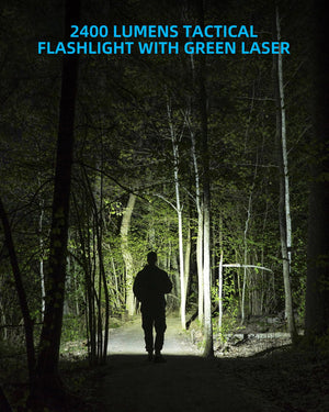 EZshoot 2400 Lumens Tactical Flashlight with Bright Green Laser