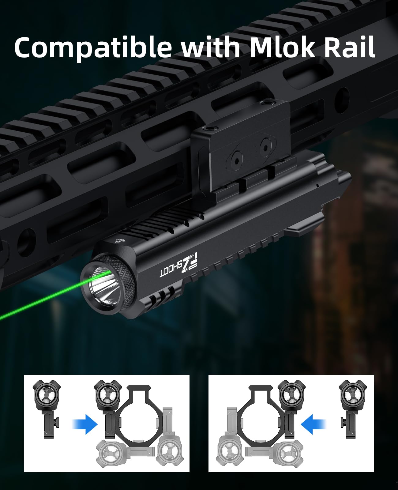 EZshoot 2400 Lumens Rifle Green Laser Light Combo