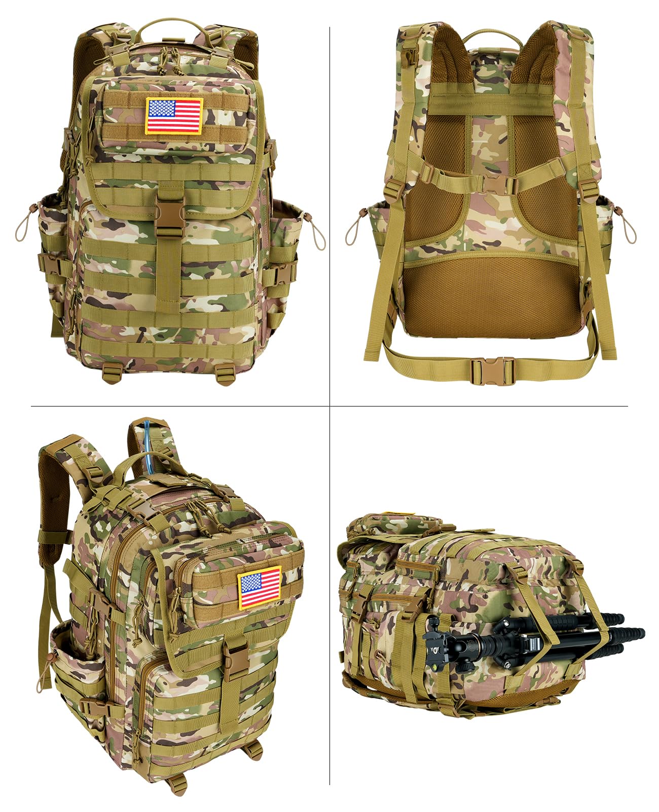 EZshoot 45L Tactical Backpack Heavy Duty Military Backpack for Men