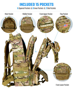 EZshoot 45L Tactical Backpack Heavy Duty Military Backpack for Men