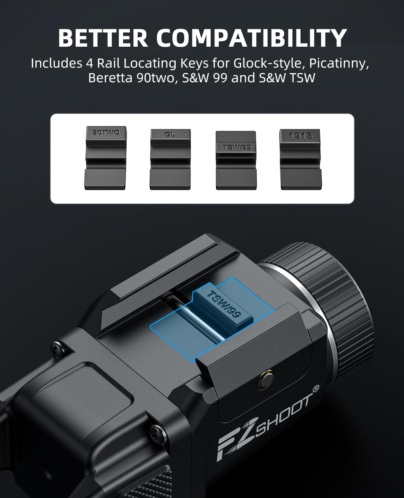 EZshoot 500 Lumens Pistol Light with USB Rechargeable