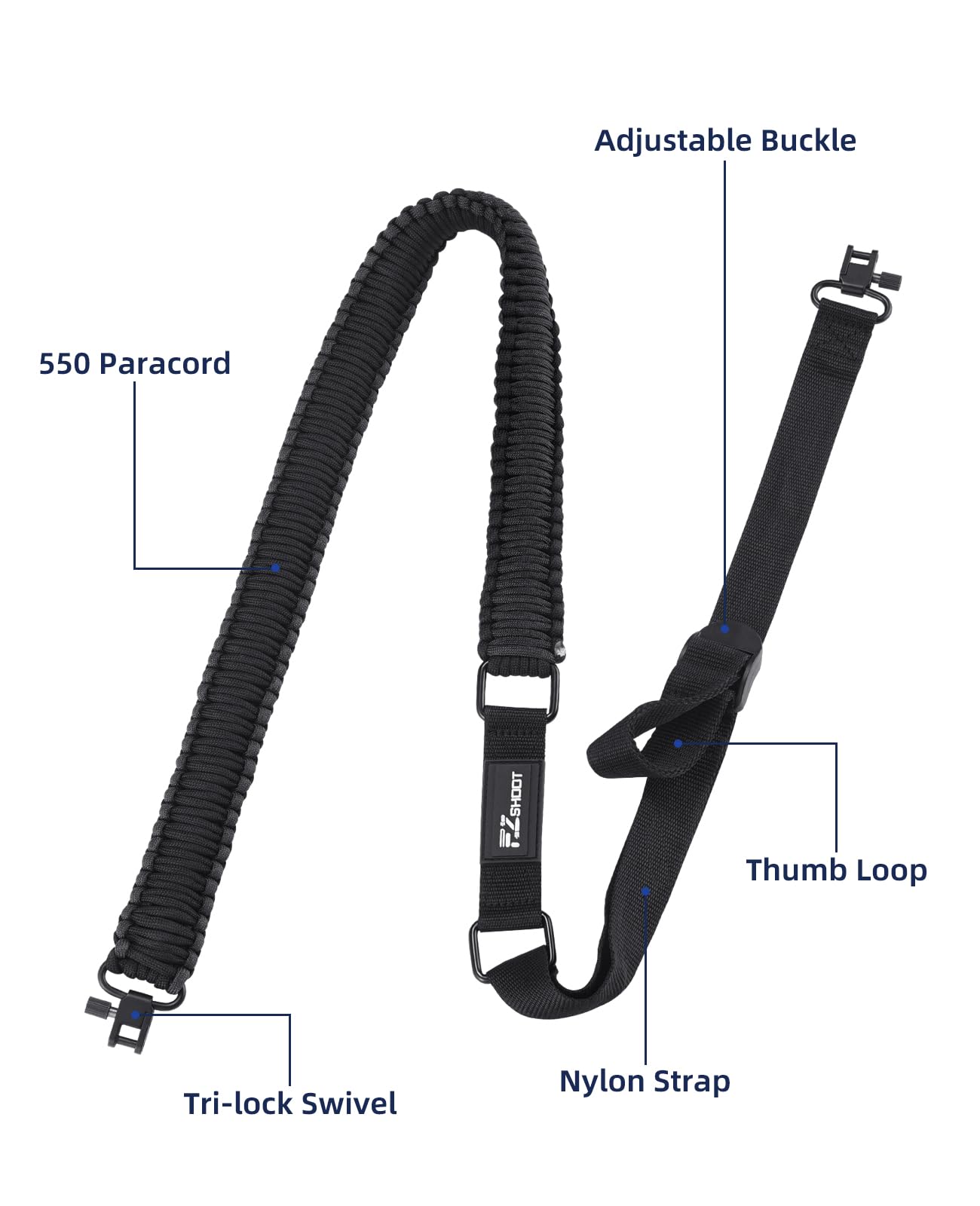EZshoot 550 Paracord Sling Quick Adjust Two Point Rifle Sling