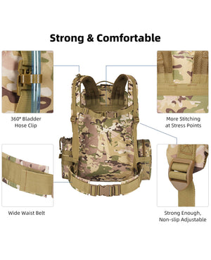 EZshoot 60L Large Tactical Backpack for Men with Water Bottle Holder