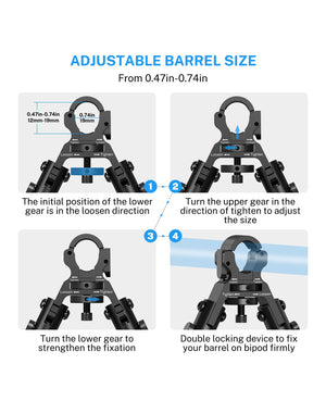EZshoot 8-10 Inches Double Stable Design Clamp-on Bipod for shoulder-mount