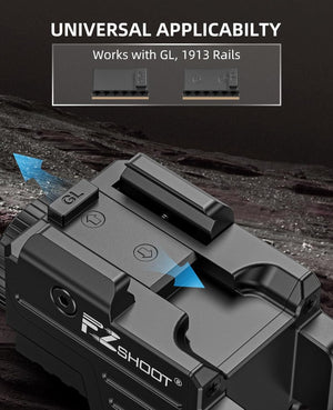 EZshoot 800 Lumens Pistol Flashlight with Universal Applicability - Works with GL, 1913 Rails