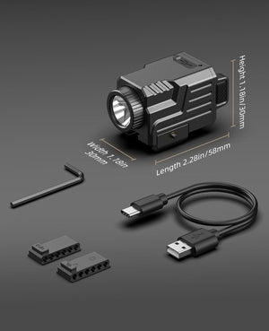 Product Size of EZshoot Rechargeable 800 Lumens Pistol Flashlight with Charging Cable