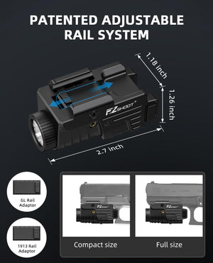 EZshoot Best Pistol Light Laser Combo with Patented Adjustable Rail System