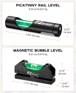Product Size of EZshoot Magnetic Bubble Level and Picatinny Rail Level