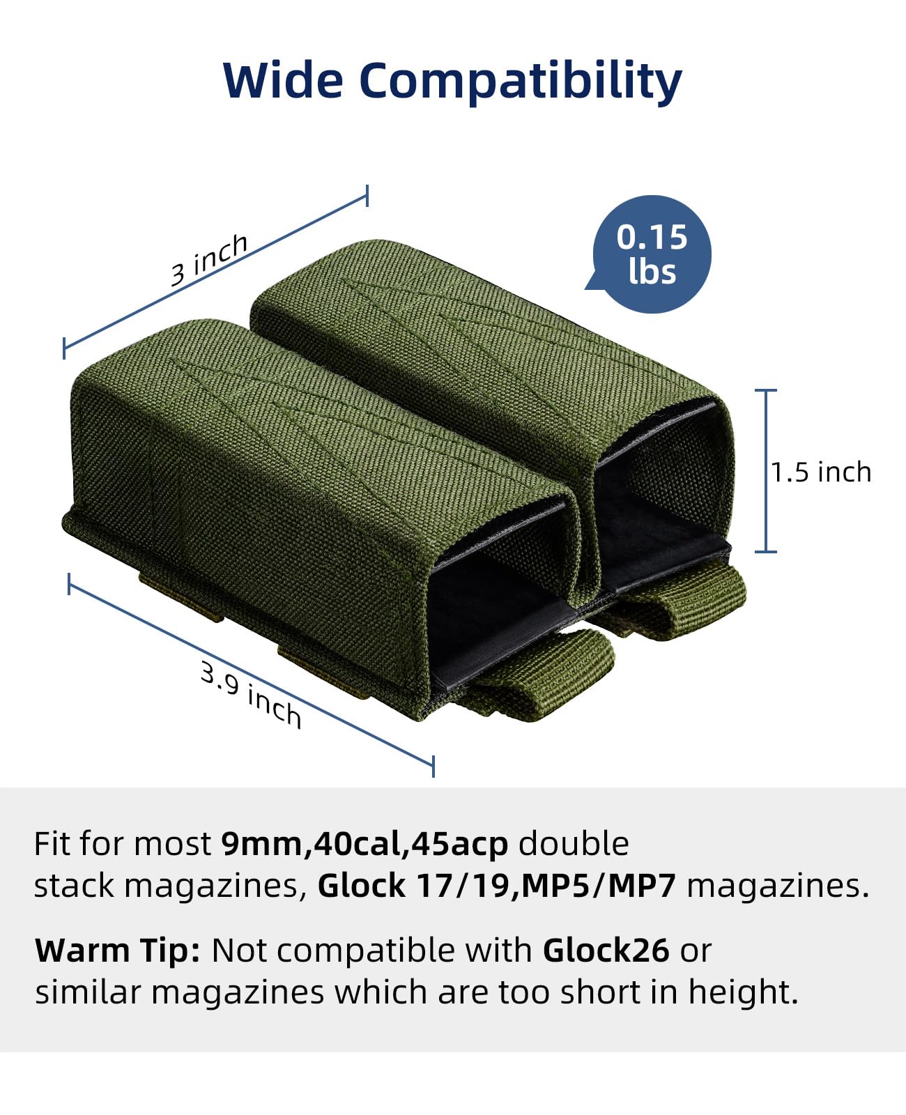 EZshoot Double Pistol Insert Molle Magazine Pouch with Quick Release