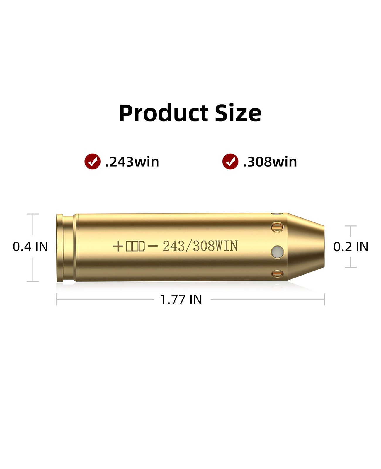 Product Size of Laser Bore Sight for 243/ 308 Rifle Best Bore Sight