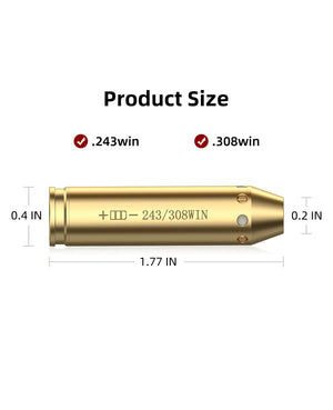 Product Size of Laser Bore Sight for 243/ 308 Rifle Best Bore Sight