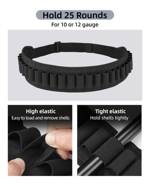 EZshoot Shotgun Shell Belt for 10 or 12 Gauge 25 Rounds Bandolier Shoulder Holder