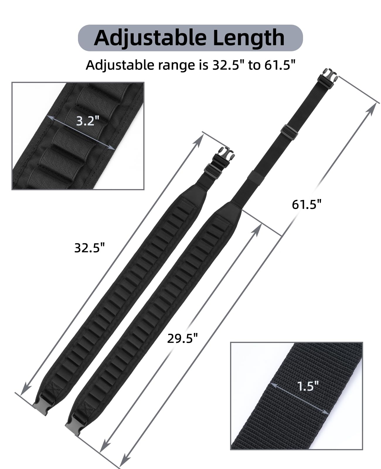 EZshoot Shotgun Shell Belt for 10 or 12 Gauge 25 Rounds Bandolier Shoulder Holder