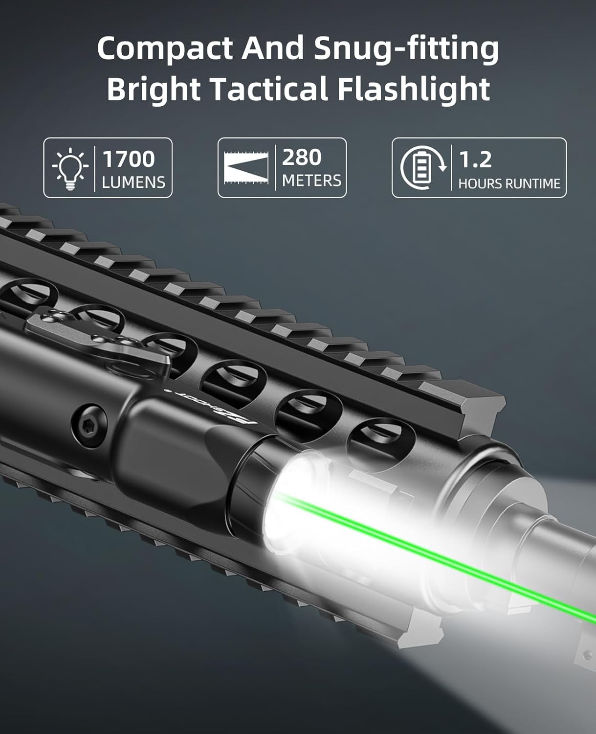 EZshoot 1700 Lumens Green Laser Light Combo Compatible with M-Rail & Picatinny Rail