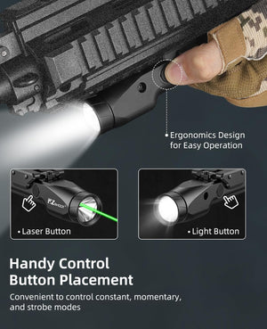 EZshoot 1700 Lumens Green Laser Light Combo Compatible with M-Rail & Picatinny Rail