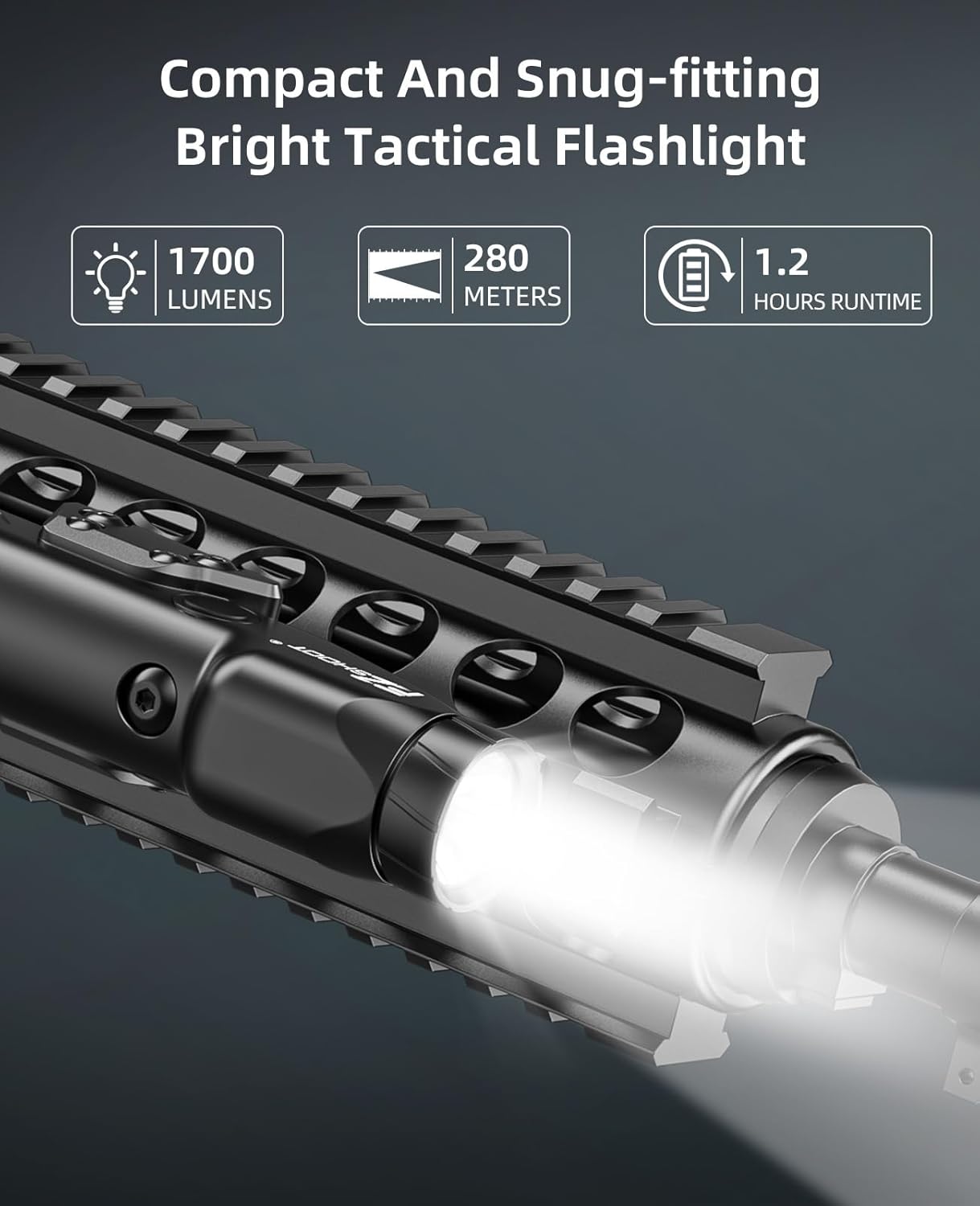 EZshoot 1700 Lumens Tactical Flashlight Compatible with M-Rail & Picatinny Rail