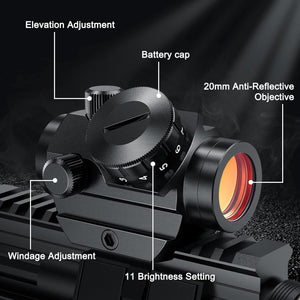 EZshoot 1x25mm 2MOA Red Dot Sight with 1 inch 20mm Riser Mount