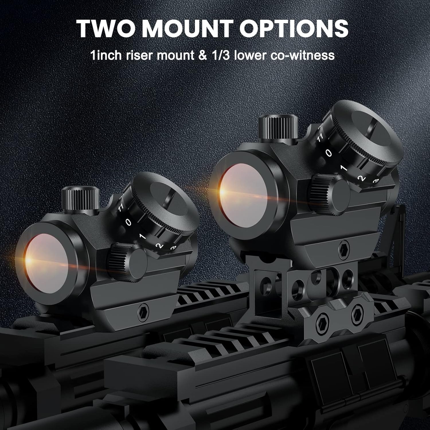 EZshoot 1x25mm 2MOA Red Dot Sight with 1 inch 20mm Riser Mount